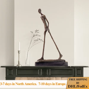 45cm Abstract Skeleton Walking Man Bronze Statue Casting Giacometti Art Decor - Picture 1 of 13