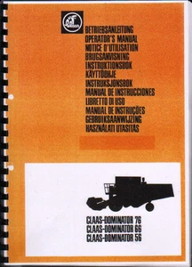 Claas Dominator 76, 66 and 56 Combine Operator Manual English Language Only - Picture 1 of 1