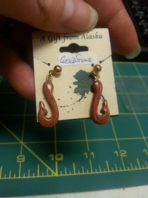 Pendientes en forma de gancho Goldstone perforados - ¡Nuevos! ¡Nunca usado! marrón con oro Foto 1 de 3