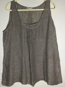 Eileen Fisher Linen Top Beige Relaxed Tank Sleeveless Lagenlook Flowy XL NWOT - Picture 1 of 15
