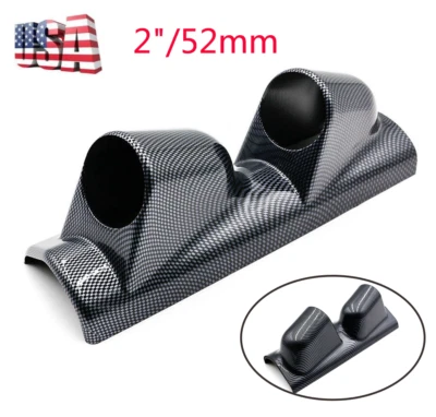 Universal 2" 52mm Left Driver Carbon Fiber A Pillar 2 Hole Gauge Holder Pod USA Foto 1 de 4