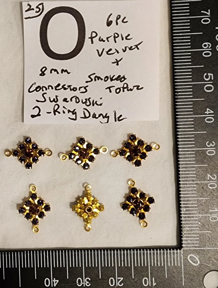 Vtg Swarovski Rhinestones Square Brass setting  2 ring loop Drop Connectors 806 - Image 1 of 1