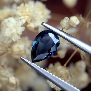 Certified 0.42ct Natural Unheated Blue Sapphire VVS Clarity Rose Cut Pear 6x4 mm - Picture 1 of 6
