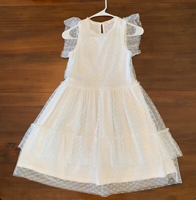 Jcrew Niñas Talla 10 / Vestido de tul con volantes y detalle de corazón / Marfil Foto 1 de 4