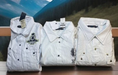 (3) NUEVA COOGI Camisa de Vestir de Lujo para Hombre 5XL Blanca Bordada Nueva con Etiquetas $135 Abotonada Foto 1 de 4