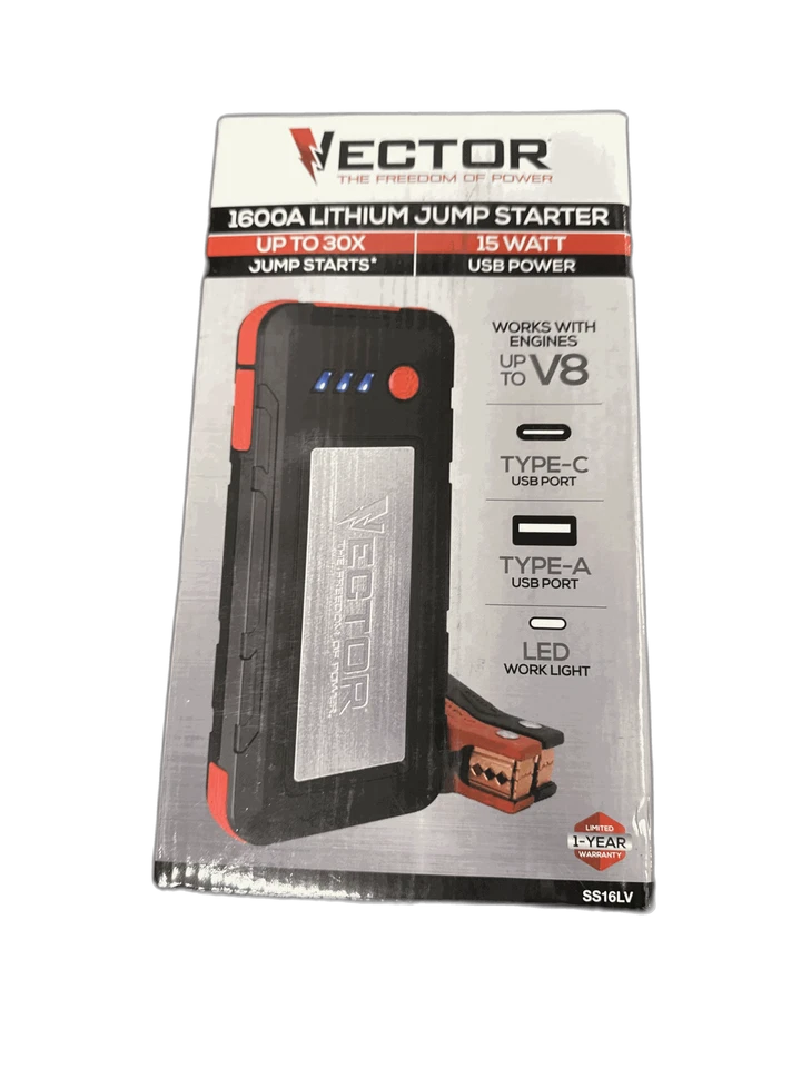 VECTOR 1600 Peak Amp Automotive Lithium Jump Starter, Portable Power - Image 1 of 1