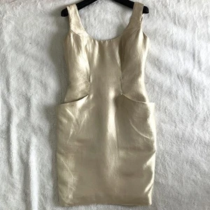 Christian Dior BOUTIQUE Galliano 2007 Silk Dress Sz F36 US6 Gold Made in France - Picture 1 of 24