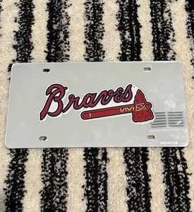 Atlanta Braves Wincraft Plata Acrílico Espejado Corte Láser MLB Placa de Licencia NUEVO - Imagen 1 de 4