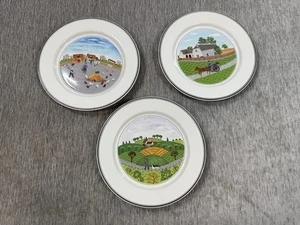 Villeroy & Boch Naif Salad Plates Set of 3 8 1/4" Country Side Farm Life Lot - Picture 1 of 14