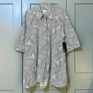 Luii geometrische Streifen gefütterte Jacke Druckknopf schwarz/weiß/rot Damen Gr. XL - Bild 1 von 9