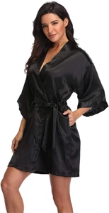 Women'S Pure Short Silky Robes Bridesmaid Bride Party Satin Robes Sleepwear - Picture 1 of 43
