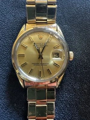 Papéis originais vintage Rolex Date 1550 com concha de ouro - Imagem 1 de 4
