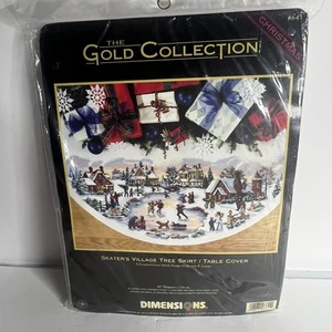 Dimensions Gold Collection Skater’s Village Cross Stitch Tree Skirt Christmas - Picture 1 of 5