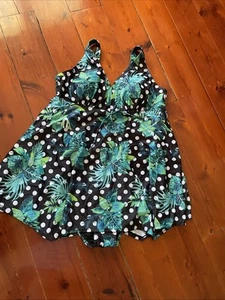 Ladies size 20 AUTOGRAPH blue/green tropical Floral SWIM DRESS bathers Not Worn - Picture 1 of 6