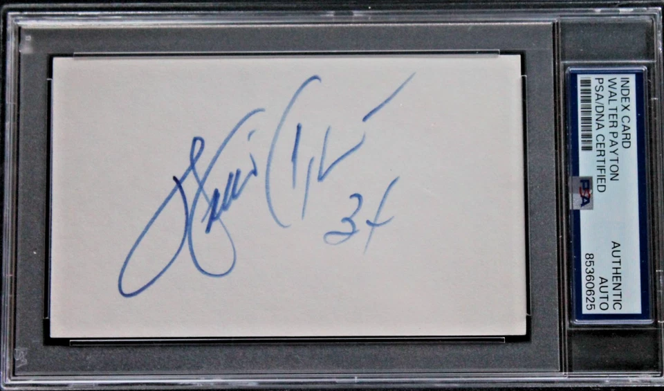 Walter Payton (d.1999) HOF Chicago Bears Autographed Signed 3x5 Index Card PSA - Image 1 of 4
