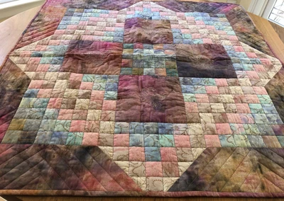 Tiro acolchado hecho a mano, estrella de ocho puntas, reversible, bordado, firmado Foto 1 de 4