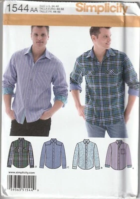 Simplicity Sewing Pattern 1544 Men's Long Sleeve Shirts With Back Yoke Sz 34-42 - image 1 of 2