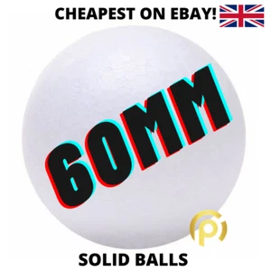 60MM SOLID Polystyrene Ball Foam Craft Sphere Sweet Trees 6cm Deco Art Free P&P - Picture 1 of 4