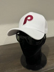 Philadelphia Phillies Retro Throwback 70’s Logo White Trucker Mesh Snap Hat New - Picture 1 of 5