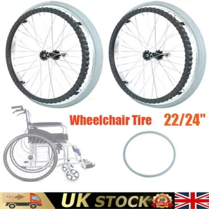 22/24" PU Solid Wheelchair Tyre - Grey - 24x1 3/8 22X1 3/8 Replacement Parts UK - Picture 1 of 7