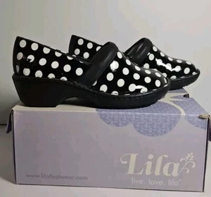 Lila Suregrip Bella Black/White Nurse Clogs Slip Resistant Women's Size 5M NEW - Picture 1 of 8