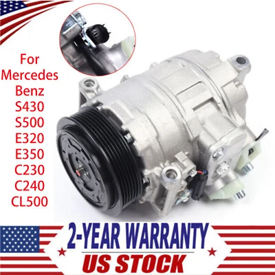 AC A/C Compressor For Mercedes Benz S430 S500 E320 E350 C230 C240 CL500 w/Clutch - Image 1 of 4
