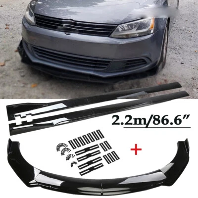 Front Bumper Chin Lip Spoiler Splitter Side Skirt Body Kit For Volkswagen Polo Foto 1 de 4