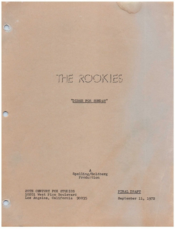 THE ROOKIES Series Dirge For Sunday Script Kate Jackson Michael Ontkean (copy) - Image 1 of 1