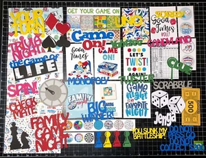 Family Game Night Scrapbook Kit! Project Life, Paper, die cuts, Board Games Dice - Picture 1 of 1