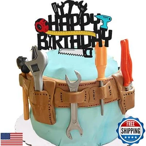 Cake Toppers For Men, Qoadwem Hand Tools Cake Topper Toolbox Wrench Hammer Me - Picture 1 of 5