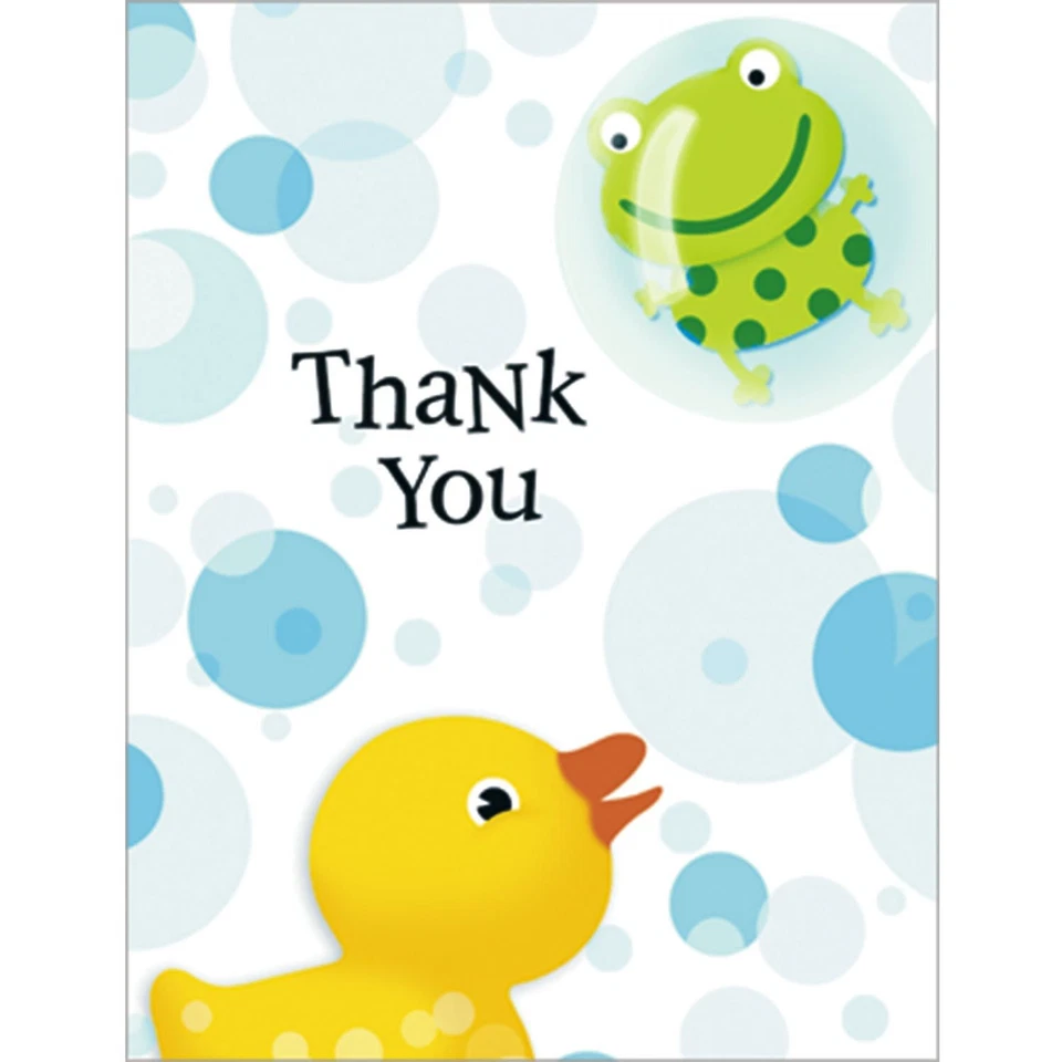 Splish Splash Rubber Duck Duckie Animal Cute Baby Shower Party Thank You Notes - Image 1 of 1