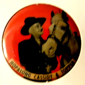 Hopalong Cassidy & Topper 1,75 pulgadas Rojo Pin Back Western Cowboy - Imagen 1 de 2