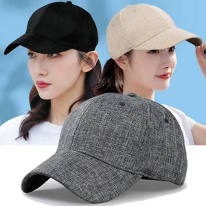 Gorra de béisbol de lino XXL de gran tamaño, gorra deportiva estructurada transpirable para cabezas grandes - Imagen 1 de 8