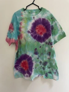 Unisex Kids Boys Girls Colorful Tie Dye Crew Neck Short Sleeve Shirt Multicolor - Picture 1 of 3