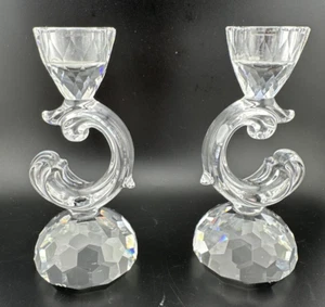 Vintage Swarovski Crystal Baroque Honeycomb Candle Holders Pair of 2 Excellent!! - Picture 1 of 6