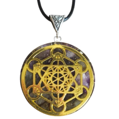 Colgante Orgonita Metatrón Cubo Orgón Collar Amatista Labradorita Chakra Foto 1 de 4