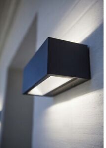Lutec Gemini Brick Medium 20W Exterior LED Up and Down Wall Light in Graphite