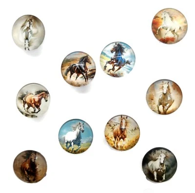 HORSE Animal Glass PUSH PIN Set - 10pc Handmade Decorative Memo Board Office - Image 1 of 2