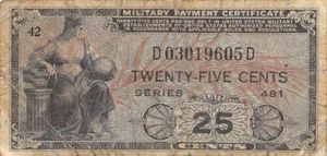 USA / MPC  25  Cents  ND.1948   M24  Series  481  Plate  42  Circulated banknote - Picture 1 of 2
