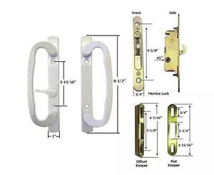 Door Handle Kit Mortise Lock Faceplate & Keepers, B-Position, White, Non-Keyed - Foto 1 di 1