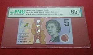 AYSTRALIA  2016 5 Dollars G.R.Stevens-J.A.Fraser PMG 65 C/UNC - Picture 1 of 2