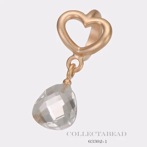 Authentic Endless Silver Rose Gold Plated Clear Heart Grip Drop Bead 63302-1 - Image 1 of 1