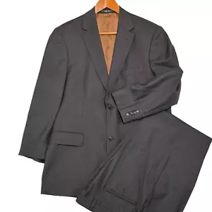 HUGO BOSS 2pc Black Suit Pasolini Movie US Wool Micro Stripe Jacket 42R Pant 40R - Picture 1 of 22