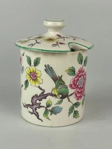 Antike James Kent England CHINESISCHE ROSE Old Foley Vogel Blumen Deckel Senf Cu - Bild 1 von 3