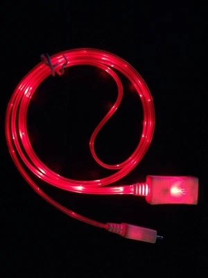 3FT USB iPhone 12/11/X/8/7/6s/6/5 LED Data Sync Light Up Noodle Charger Cable - Image 1 of 4