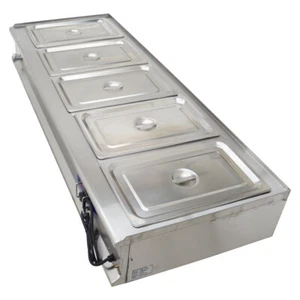 5 Pans Full Size Pan Stainless Steel Countertop Food Warmer Buffet Steamer - Picture 1 of 22