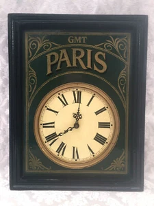 HORLOGE PENDULE MURALE DÉCORATIVE COUNTRY CORNER VINTAGE PARIS GMT ART BOIS  - Picture 1 of 6