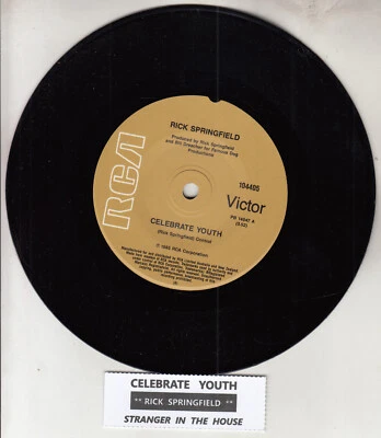 RICK SPRINGFIELD  Celebrate youth 7" 45 rpm record NEW + juke box title strip - Image 1 of 2