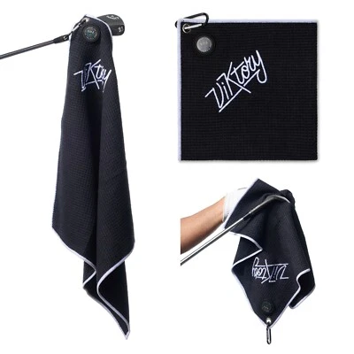 VIKTORY GOLF APPAREL Microfiber Magnetic Golf Towel & Ball Marker - 18" x 18" (45 cm x 45 cm) (Black)