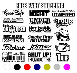 JDM 10 RANDOM CAR STICKER DECAL PACK LOT BOOST RACING FUNNY TUNER LOW - Picture 1 of 3